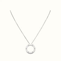 Love White Accent Circular Pendant Necklace