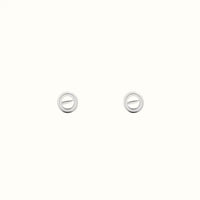 Love White Grooved Disc Stud Earrings