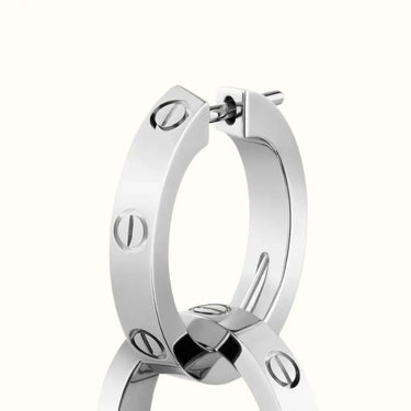 Love White Interlocking Ring Drop Earrings