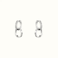 Love White Pavé Double Ring Drop Earrings