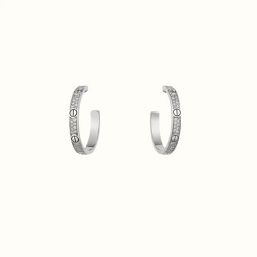 Love White Pavé Screw Hoop Earrings