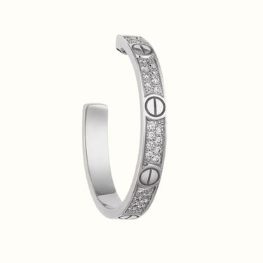 Love White Pavé Screw Hoop Earrings