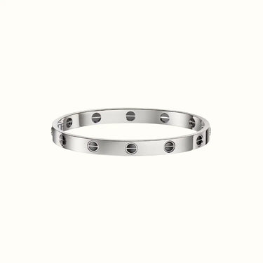 Love White Polished Screw Bangle Bracelet