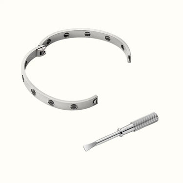 Love White Polished Screw Bangle Bracelet