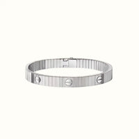 Love White Ribbed Screw Motif Bracelet