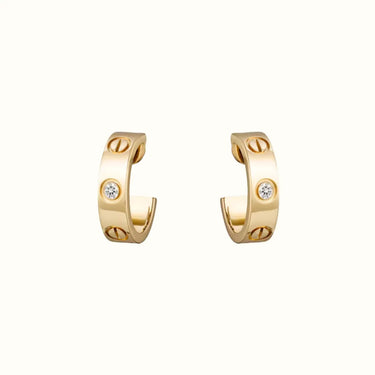 Love Yellow Center Stone Screw Hoop Earrings