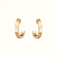 Love Yellow Engraved Screw Hoop Earrings