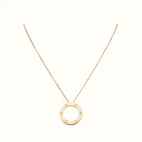 Love Yellow Open Circle Screw Pendant Necklace