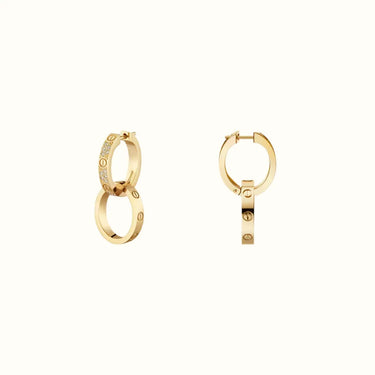 Love Yellow Pavé Double Ring Drop Earrings
