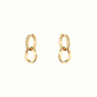 Love Yellow Pavé Double Ring Drop Earrings