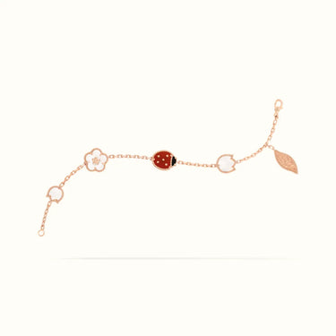 Lucky Alhambra Rose Ladybug Botanical Charm Bracelet