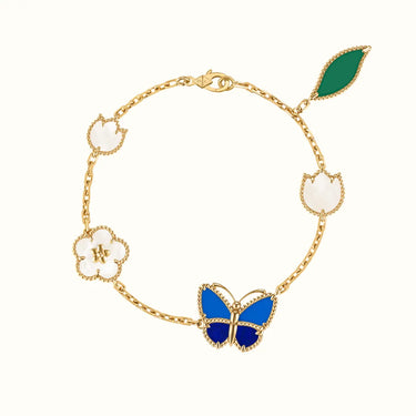 Lucky Alhambra Yellow Botanical Butterfly Charm Bracelet