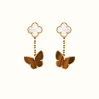Lucky Alhambra Yellow Butterfly Drop Earrings