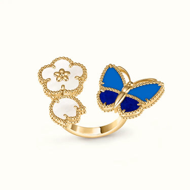 Lucky Alhambra Yellow Butterfly Floral Open Ring