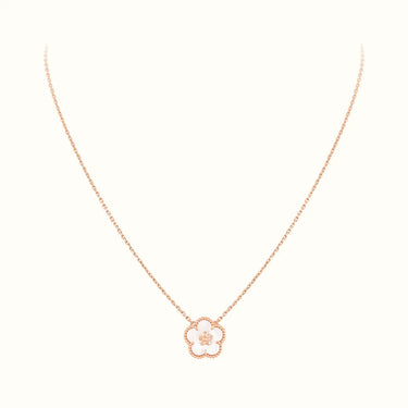 Lucky Rose Floral Clover Pendant Necklace