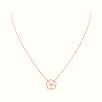 Lucky Rose Floral Clover Pendant Necklace