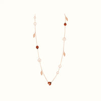 Lucky Rose Ladybug Floral Charm Long Necklace