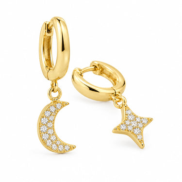 Luna Moon and Star Huggie Earrings