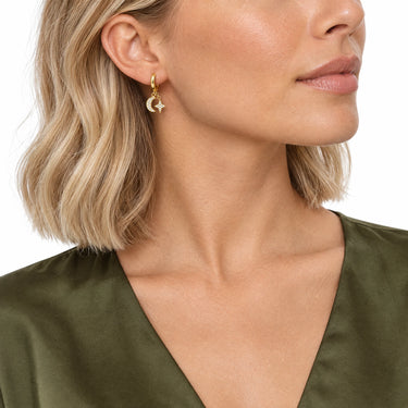 Luna Moon and Star Huggie Earrings