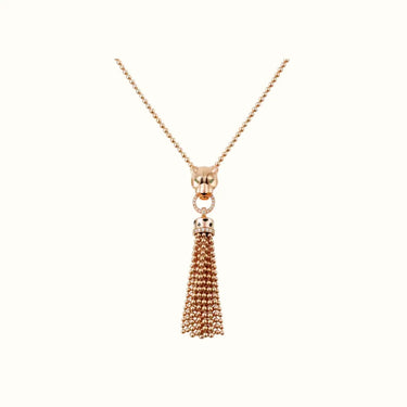 Panthere Rose Beaded Tassel Pendant Necklace