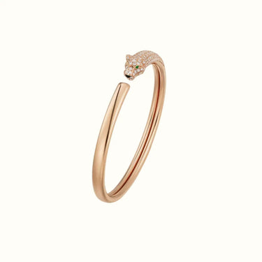 Panthere Rose Pavé Head Open Bangle Bracelet