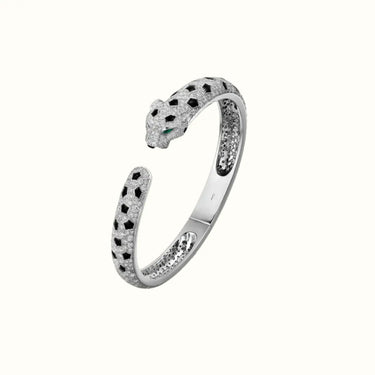 Panthere White Pavé Spotted Open Bangle Bracelet