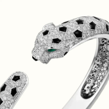 Panthere White Pavé Spotted Open Bangle Bracelet