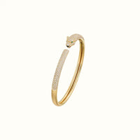 Panthere Yellow Pavé Head Open Bangle Bracelet