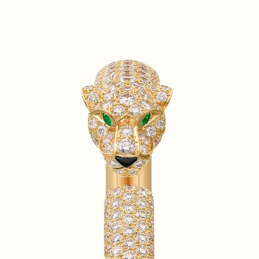 Panthere Yellow Pavé Head Open Bangle Bracelet
