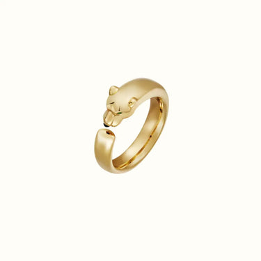 Panthere Yellow Sculpted Head Open Ring