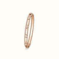 Perlée Rose Beaded Pavé Clover Bangle Bracelet