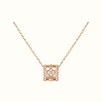 Perlée Rose Beaded Pavé Clover Pendant Necklace