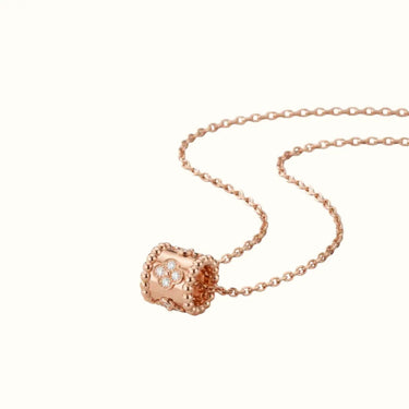 Perlée Rose Beaded Pavé Clover Pendant Necklace