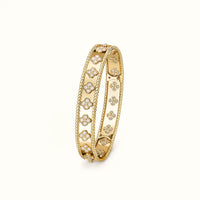 Perlée Yellow Pavé Clover Bangle Bracelet