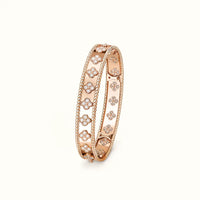 Perlée Rose Pavé Clover Bangle Bracelet