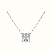 Perlée White Beaded Pavé Clover Pendant Necklace