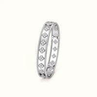 Perlée White Pavé Clover Bangle Bracelet