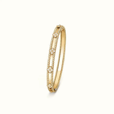 Perlée Beaded Pavé Clover Bangle Bracelet