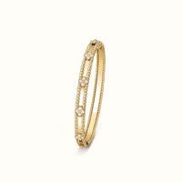 Perlée Yellow Beaded Pavé Clover Bangle Bracelet