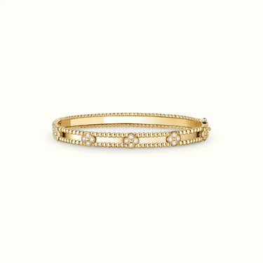 Perlée Beaded Pavé Clover Bangle Bracelet