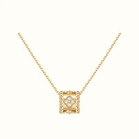Perlée Yellow Beaded Pavé Clover Pendant Necklace
