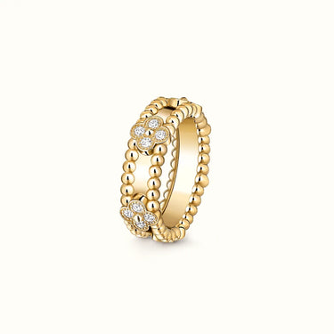 Perlée Beaded Pavé Clover Ring