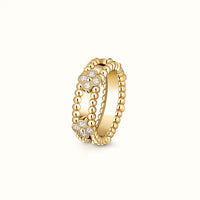 Perlée Yellow Beaded Pavé Clover Ring