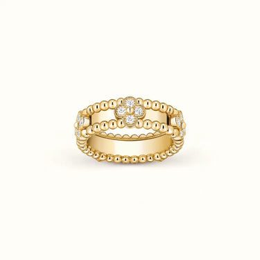 Perlée Beaded Pavé Clover Ring