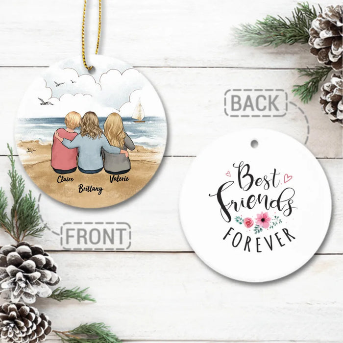 Personalized Best Friend Ornaments - Ceramic Ornament (2 Sides 2 Designs) - Custom Message - Beach