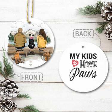 Personalized Ceramic Ornament gifts for dog lovers (2 sides 2 designs) - DOG & COUPLE - Custom Message - Hiking