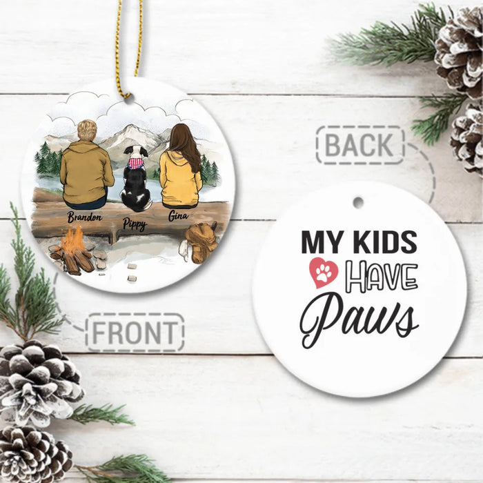 Personalized Ceramic Ornament gifts for dog lovers (2 sides 2 designs) - DOG & COUPLE - Custom Message - Hiking