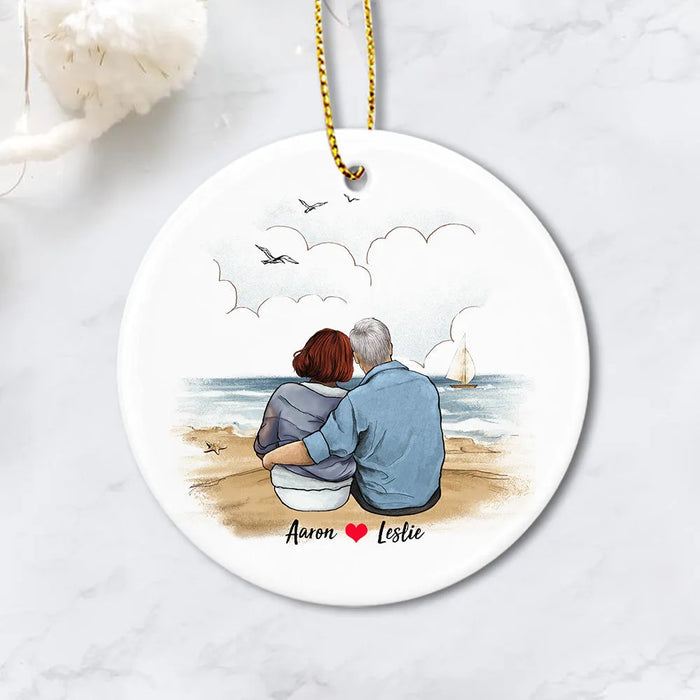Personalized couple ceramic ornament for him for her (PRINTED ON BOTH SIDES)