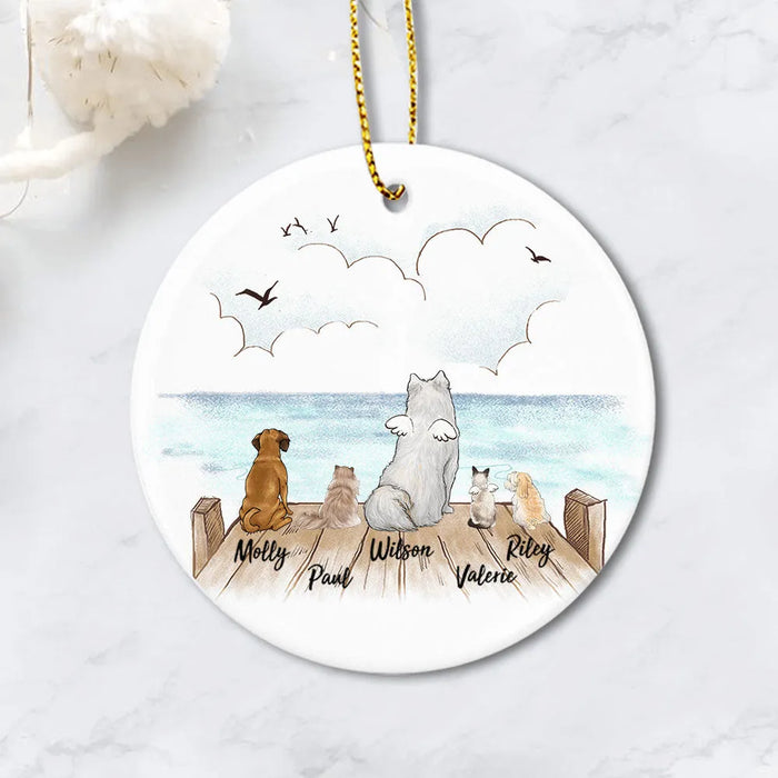 Personalized Dog & Cat - Wooden Dock Ornament - Christmas Ceramic Ornament Gifts For Dog Cat Lovers (Printed On Both Sides)