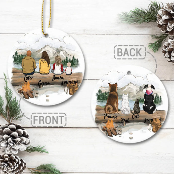 Personalized Family Ornaments With Dog & Cat - Hilking - Personalized Christmas Ceramic Ornaments